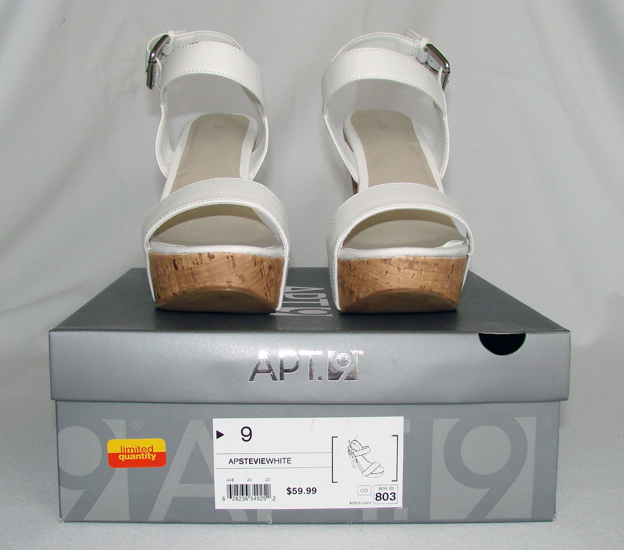 Apt 9 White Platform Strappy Sandals 5 Chunky Cork Heel Size 9 Chic 