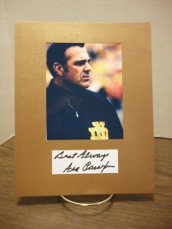 ARA Parseghian Autograph Notre Dame Display Signed Signature COA 