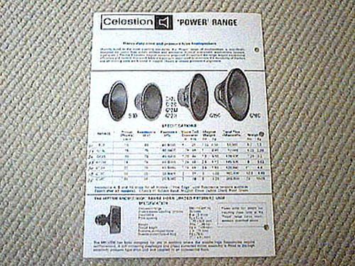 celestion power range speaker components brochure from canada time 