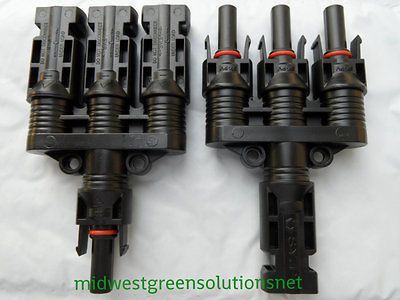 PAIR OF MC4 BRANCH ADAPTORS T BRANCH CONNECTORS 30A TUV SOLAR PANEL 