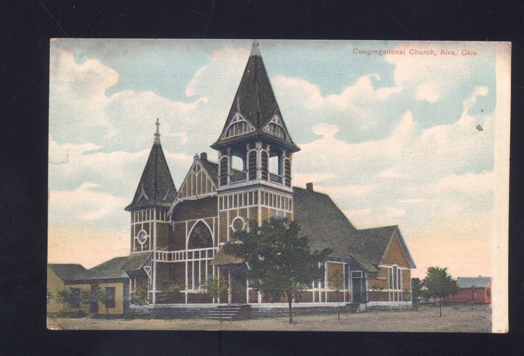 ALVA OKLAHOMA CONGREGATIONAL CHURCH MEDICINE LODGE KANSAS VINTAGE 