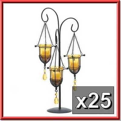 25 LARGE AMBER CRYSTAL DROP CANDELABRA 20 TALL WEDDING TABLE 