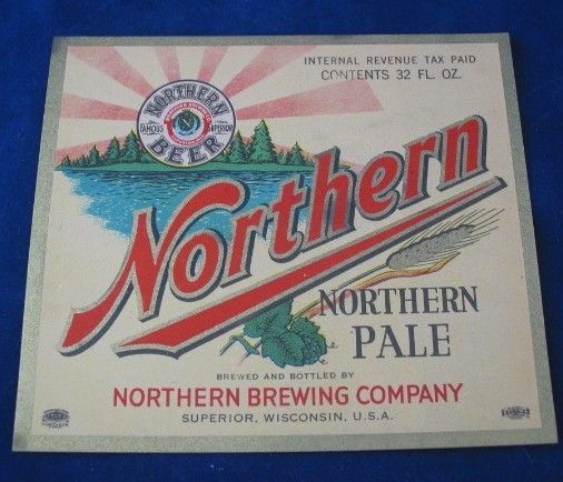 Northern Pale Ale Northern Brewing Co Superior Wisc. Beer Label