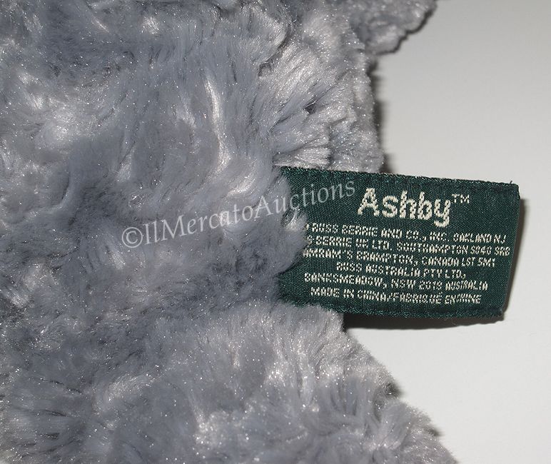 Plush Grey Russ Ashby Teddy Bear Stuffed Animal Childs Cuddle Toy Bow 