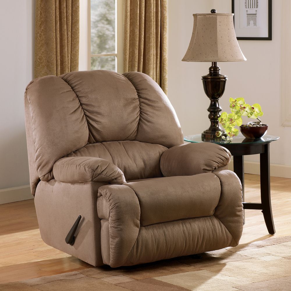 ASHLEY DURAPLUSH MOCHA FAUX LEATHER ROCKER RECLINER CHAIR   FREE 