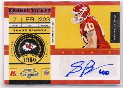 shane bannon 2011 contenders auto rc on card 177