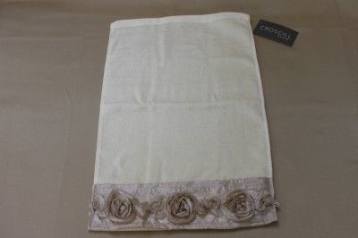 Croscill Rosie Embellished Hand Fingertip Bath Towel Set Ivory 2pc 