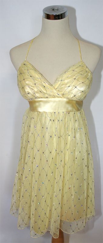 NWT B.DARLIN $80 Yellow /Silver Juniors Cocktail Gown13