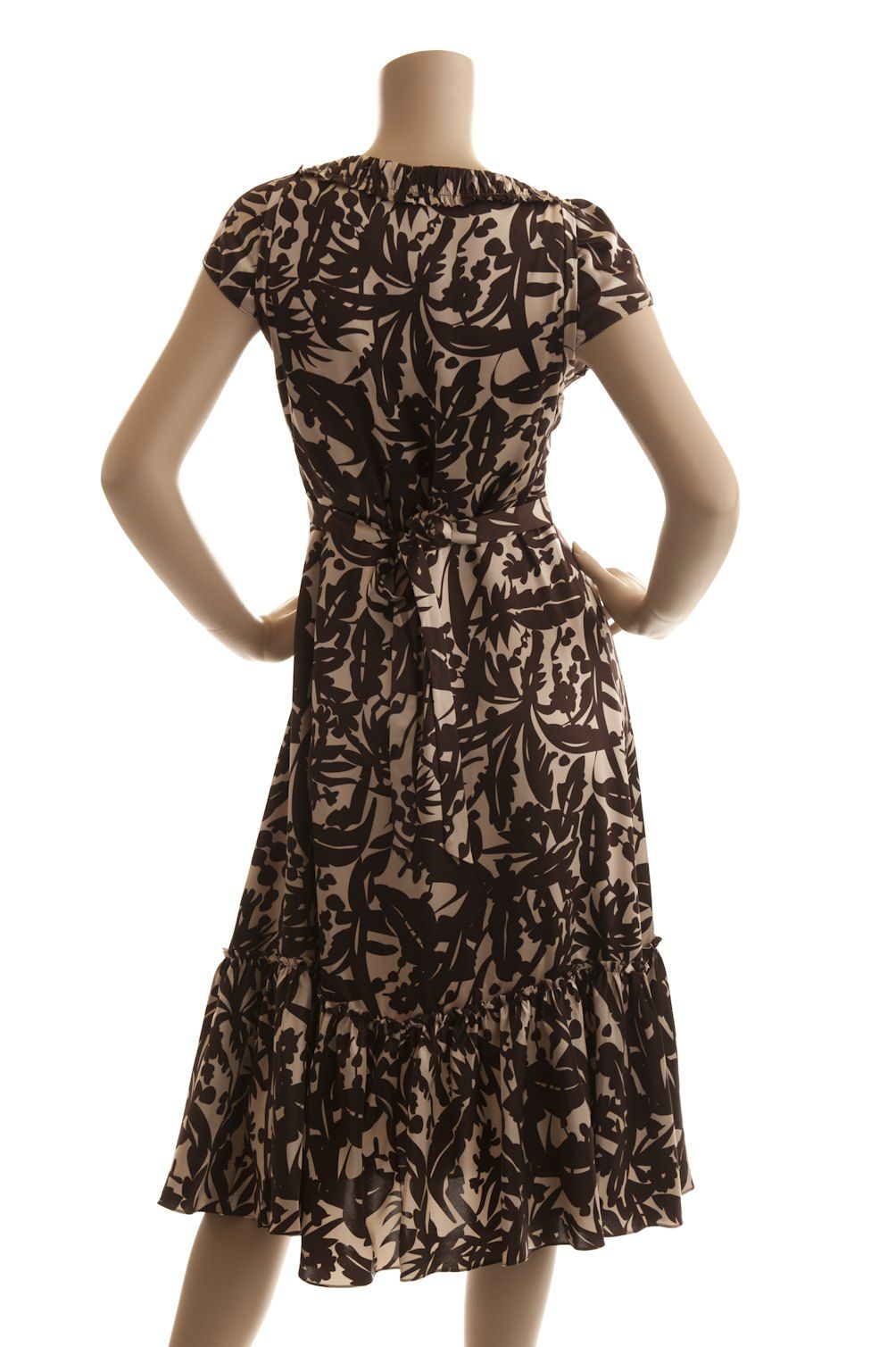 BCBG Max Azria Brown Silk Print Dress New Size 6