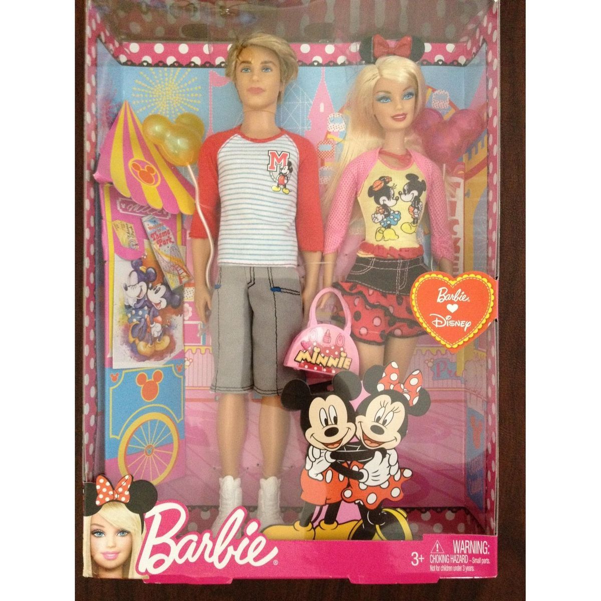 Barbie Loves Disney Barbie and Ken Set Minnie Mickey Mouse NEW