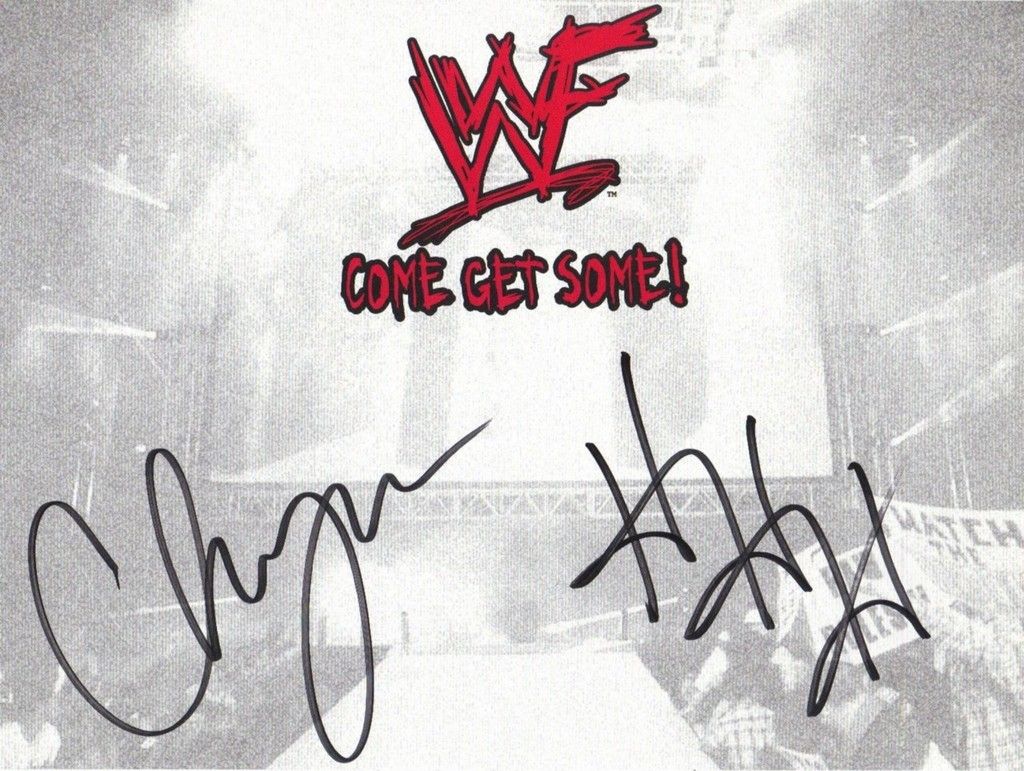 Triple H Chyna Signed WWF Attitude Era Auto Mat RARE