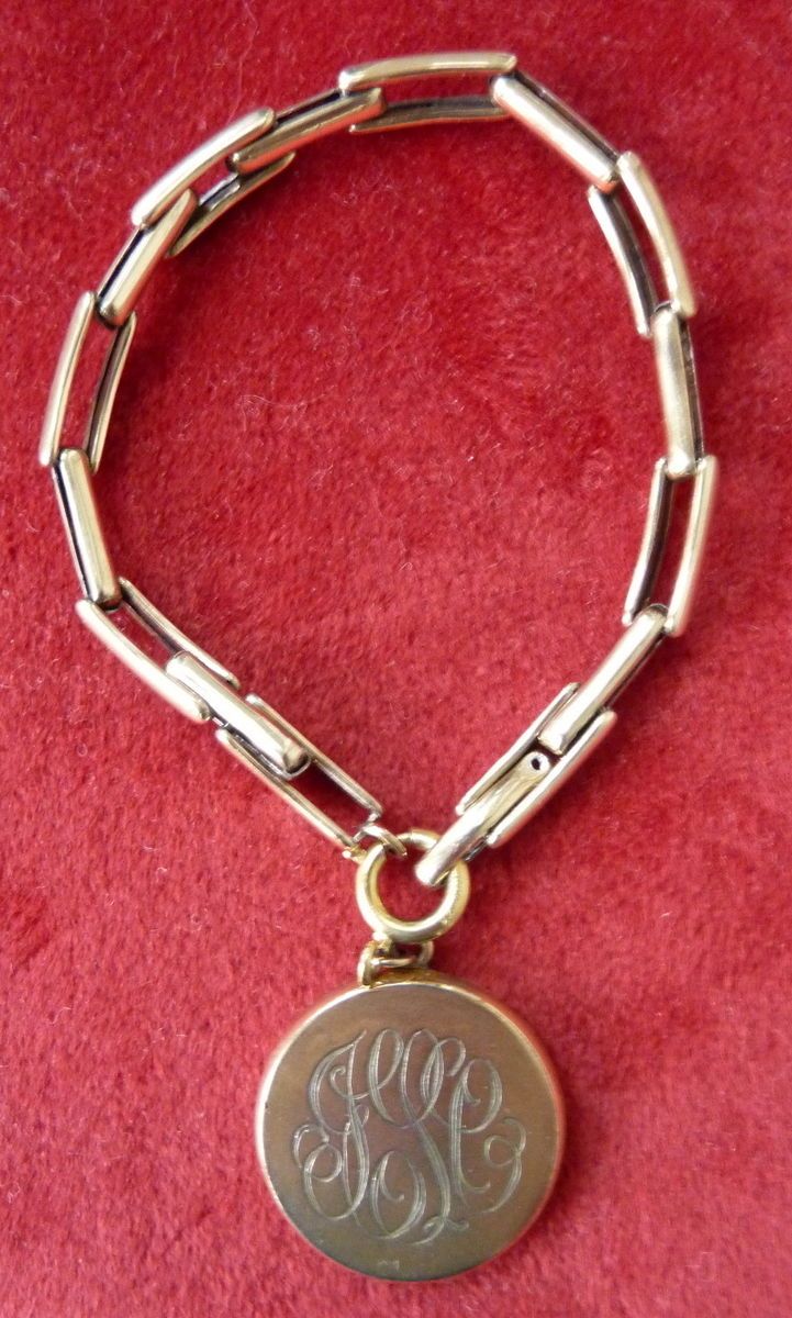 Art Deco 9CT Gold Silver 2 Picture Locket Charm Bracelet ESTATE