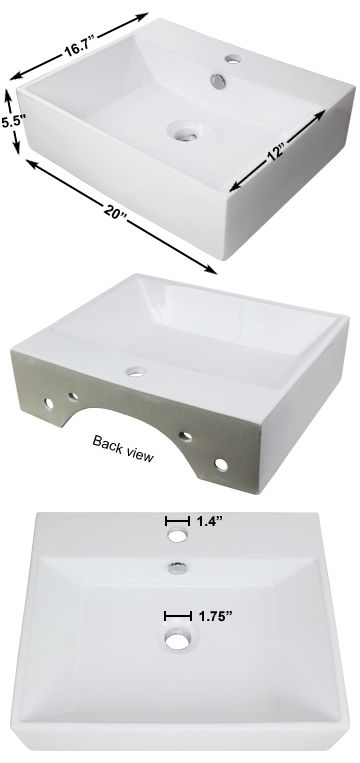   Bathroom Vessel Vanity Sink Basin Porcelain Ceramic w Overflow