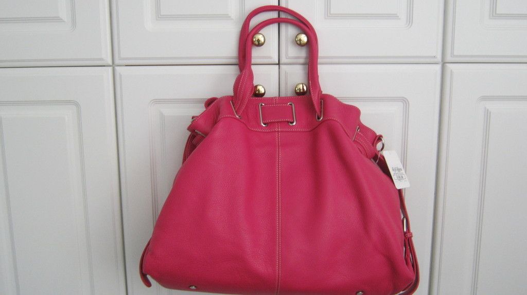 Barr Barr Genuine PEBBLED Leather Satchel Bright Pink