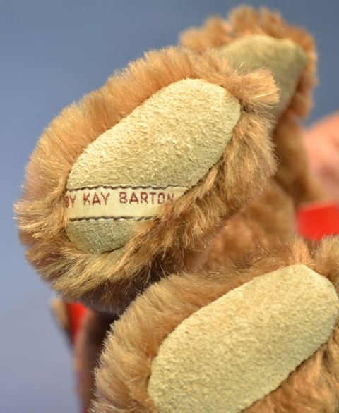 Kay Barton Mohair Bear with Red Leatherette School Satchel