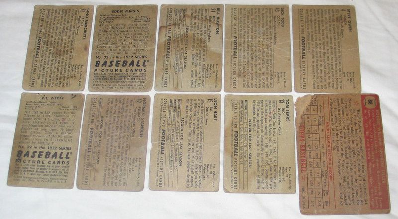 1952 Bowman & Topps FOOTBALL BASEBALL Vintage Lot 10 Sports Cards