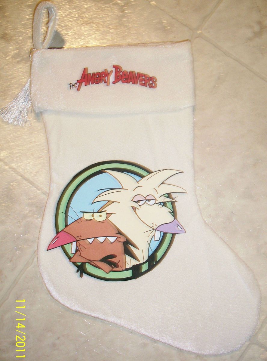 Angry Beavers Cream Velvet Christmas Stocking Nickelodeon