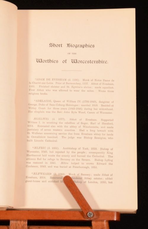 1916 Short Biographies of The Worthies of Worcestershire Browne Burton 