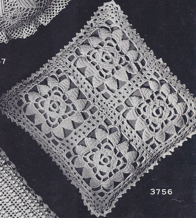 Vintage Crochet Pattern Motif Bedspread Cluny Lace