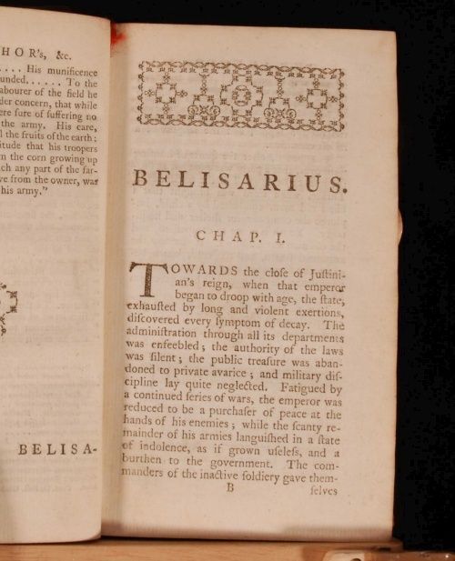 1767 BELISARIUS Marmontel LEATHER Fiction NOVEL