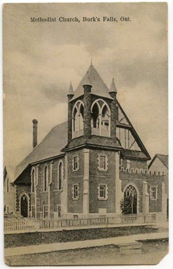   Falls Ontario View of Methodist Church Pugh Postcard Bell Tower