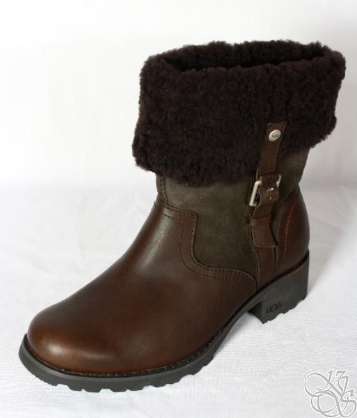 UGG Australia Bellvue II Espresso Buckle Fur Lined Womens Winter Boots 