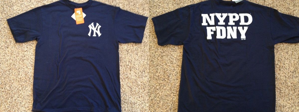 New York Yankees NYPD FDNY Jersey T Shirt 9 11 Rememberance Majestic on  PopScreen