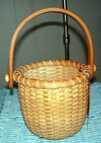 Nantucket Lightship Basket 4 5 Round Nautical Woven Wicker Wood 