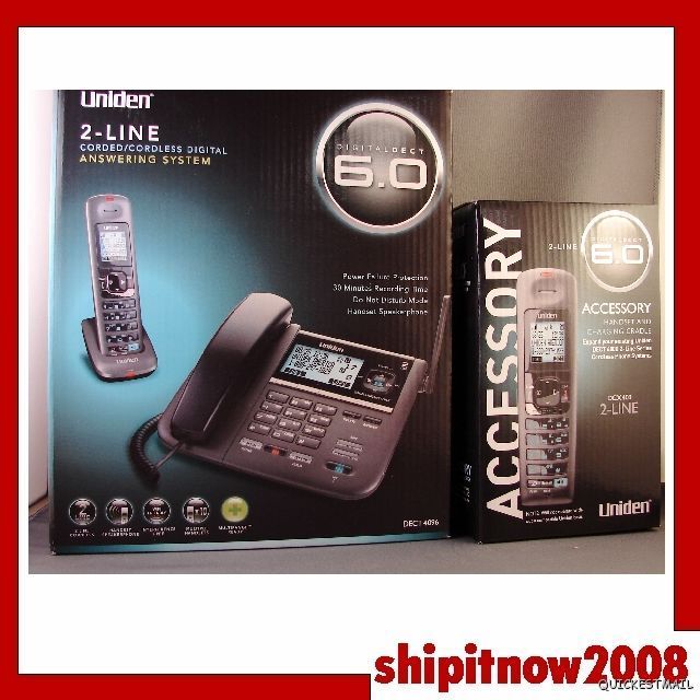 Uniden DECT4096 Corded 2 Line Phone 2 Cordless Handsets