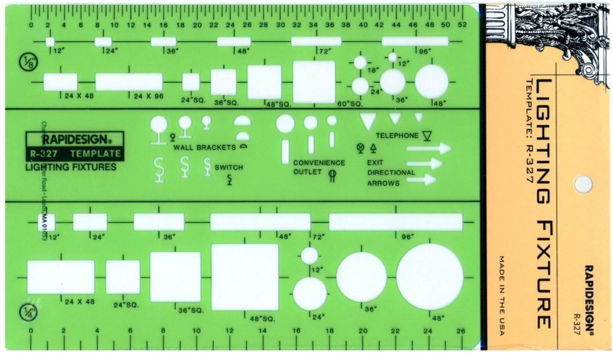 Berol Rapidesign Template Lighting Fixture R 327