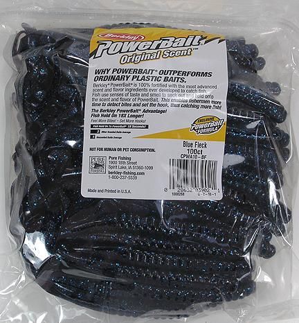 Berkley Powerbait Worm Blue Fleck 100ct CPWA10 BF New