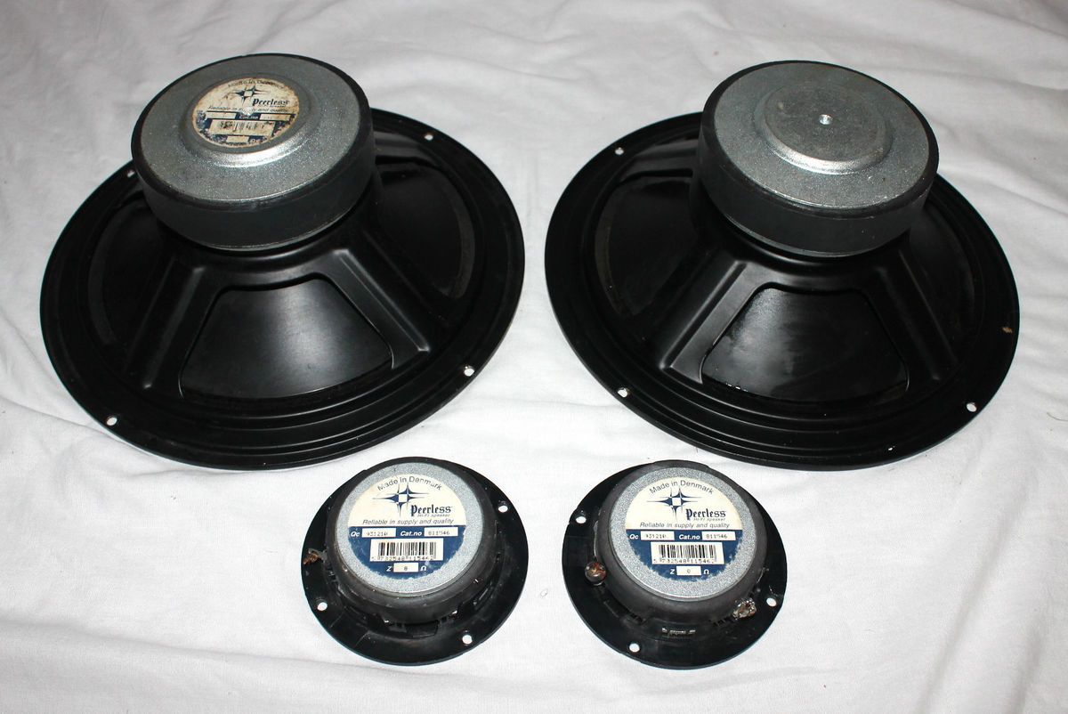 Pair Vtg Peerless Hi Fi Speakers Tweeters Woofers Made in Denmark 