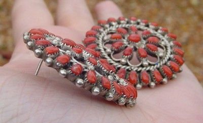 Beautiful Signed MD Besselente Sterling Red Coral Southwestern 