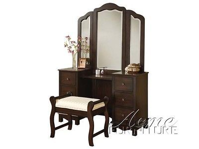 Acme Furniture Annapolis Espresso Wood Makeup Vanity Bench Chair 