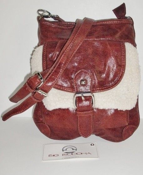 Big Buddha Fargo Burgundy Red Leather Like Cross Body Handbag 