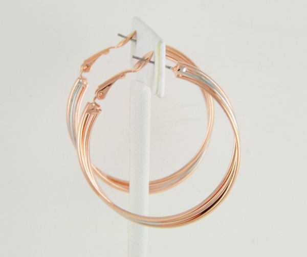 14kt rose gold ep 1 5 crossover large triple hoop earrings