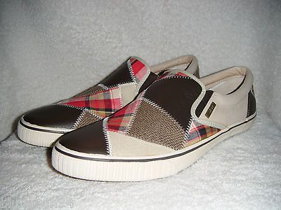 Margaritaville CAY SLIP ON LOAFERS Patchwork Plaid & Leather Shoes 