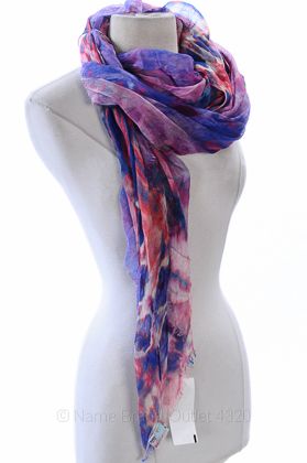 Bindya Purple Pink Red Blue Hippie Floral Print Semi Sheer Scarf $128 