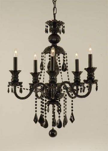 Stunning JET BLACK Venetian Glass CRYSTAL CHANDELIER