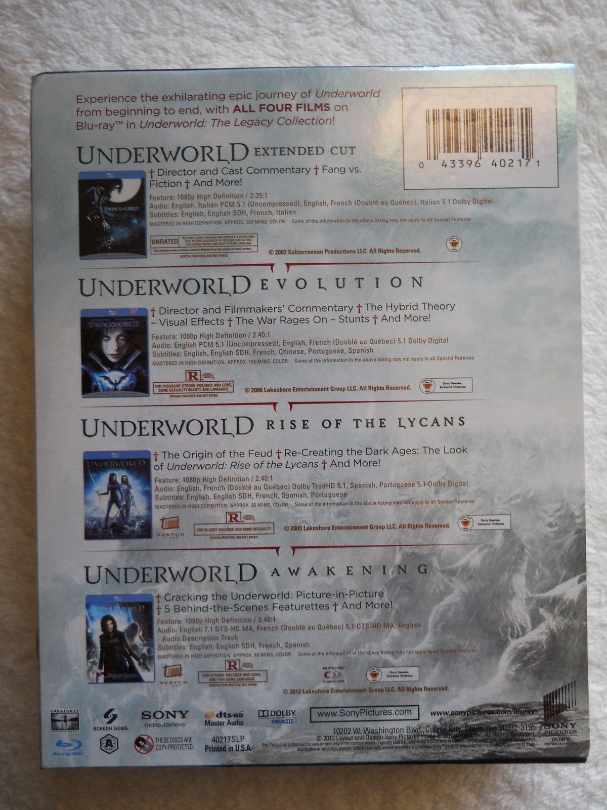 Underworld The Legacy Collection 4 Blu Ray Discs All 4 Films SEALED 