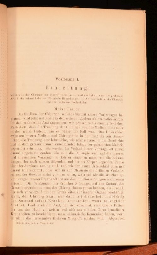 1876 Billroth Die Allgemeine Chirurgische Pathologie Und Therapie 50 