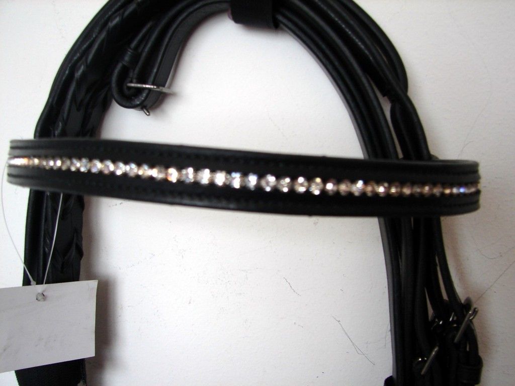 Black English Round BB Show Crystal Event Bridle Rein H