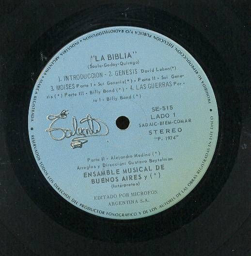 Billy Bond Claudio Gabis Pinchevsky La Biblia LP