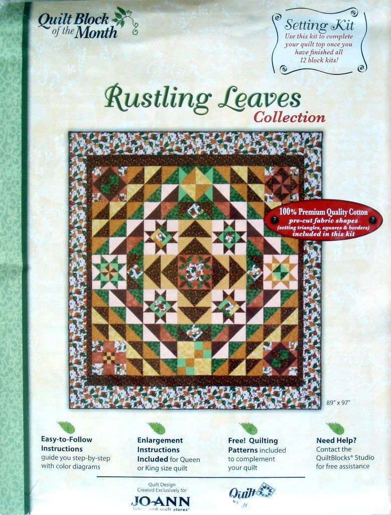   QUILT BLOCKS   RUSTLING LEAVES   12 BLOCKS + SET KIT + QUILT BINDING