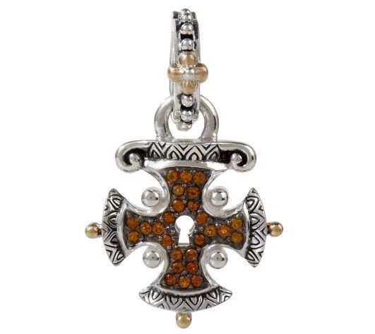 Barbara Bixby 18K Citrine Pave Maltese Cross Charm / Enhancer