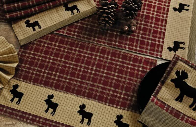   Backwoods Moose Applique Plaid Cotton Country Cabin Tabletop Placemats