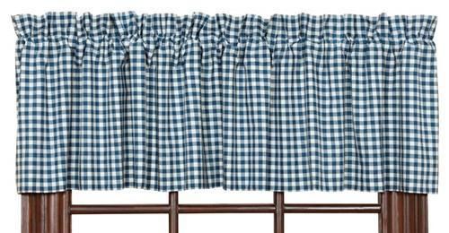 Country Curtains Blue White Plaid Valance Tier Swag