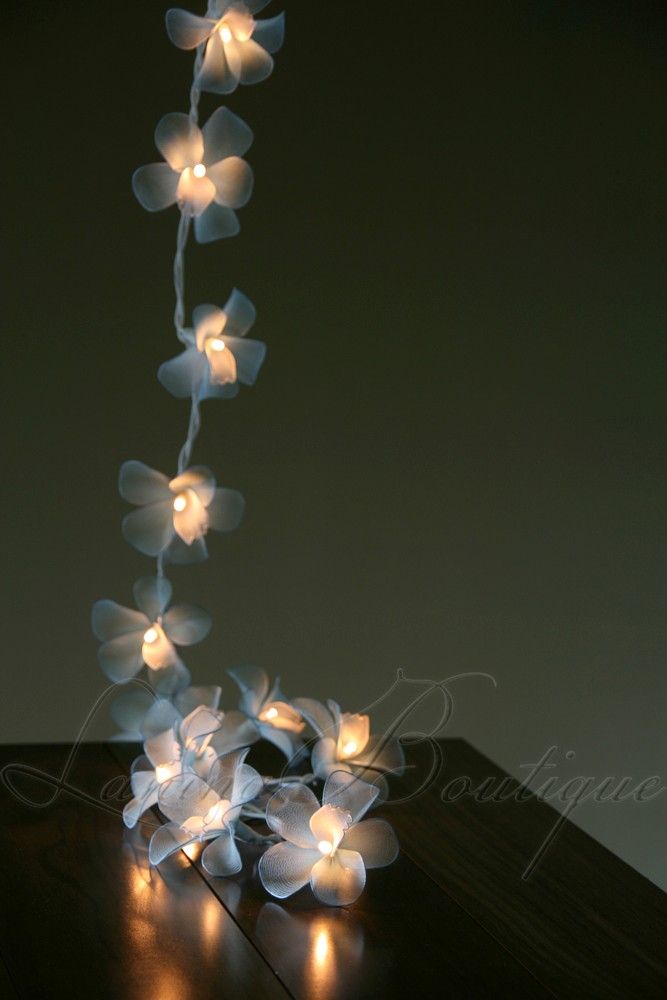 20 Blue White Orchid Flower LED String Fairy Lights Christmas Patio 