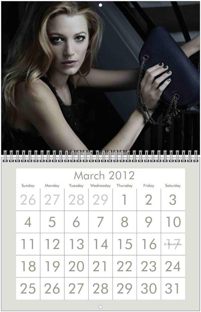 Blake Lively 2012 Wall Calendar Gossip Girl