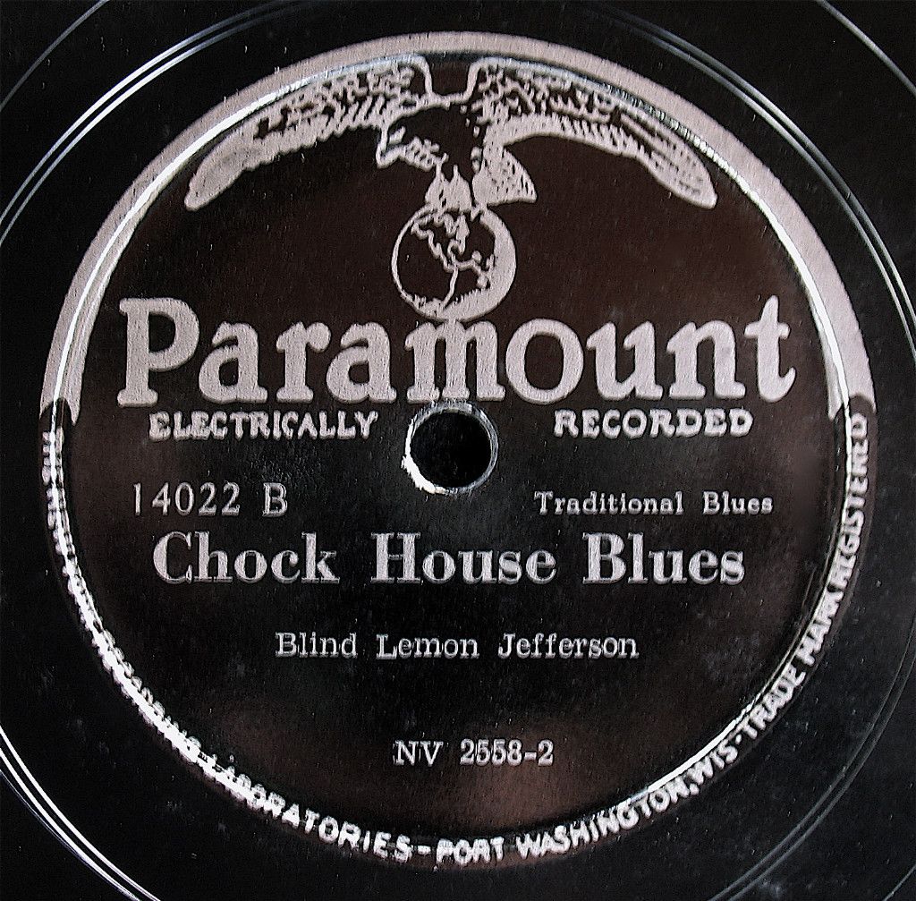 BLIND LEMON JEFFERSON Unplayed PARAMOUNT 14022 Blues 78 Chock House 